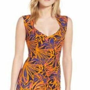 $89 Nordstrom x Sentimental NY Ponte Bodycon Dress Bali Tropical Print Sz S